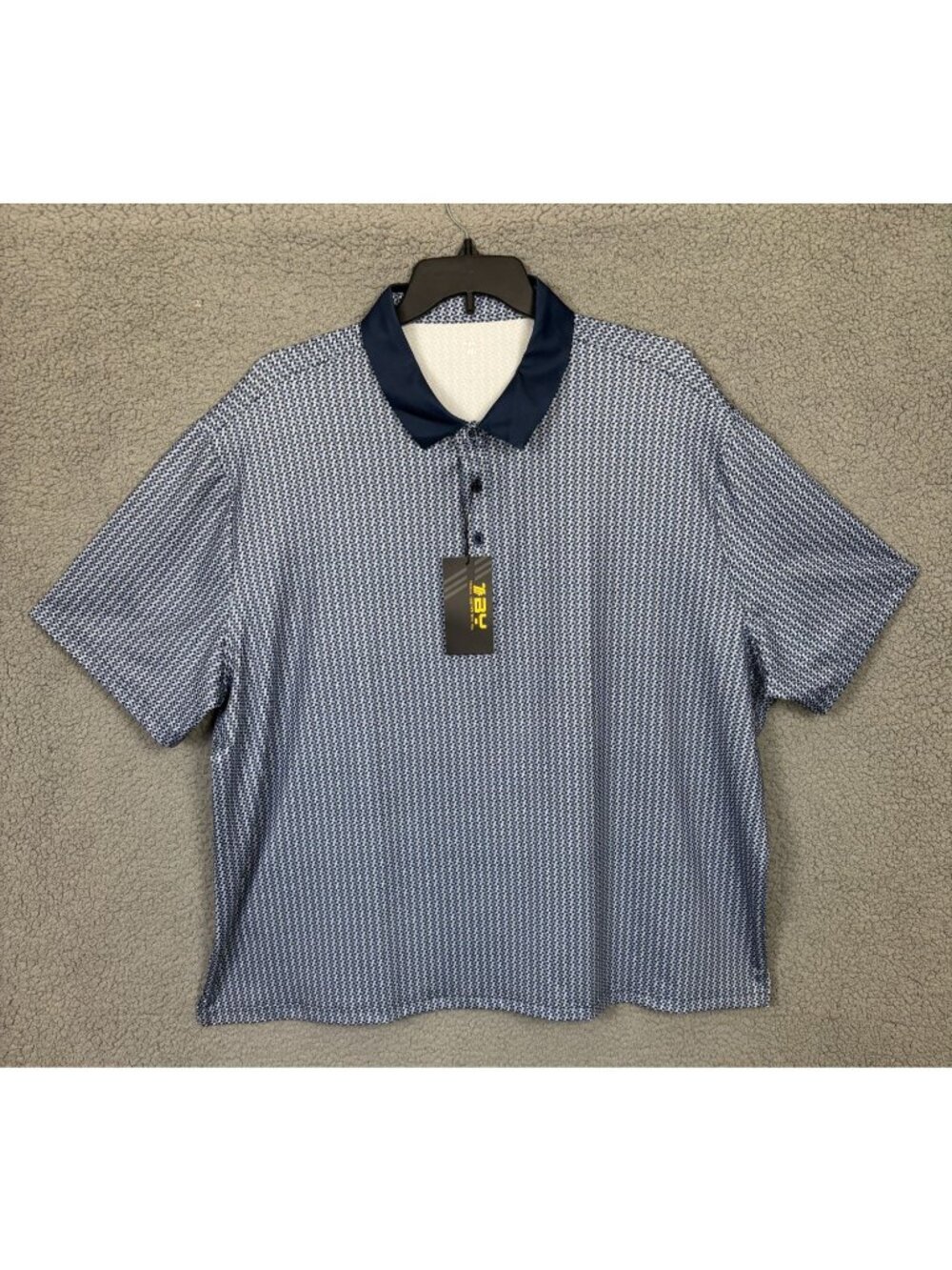 TBY Mens Polo Big & Tall Shirt Geometric Print Blue Short Sleeve Size 3XL NWT's.
